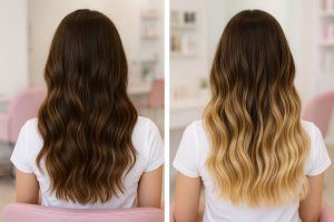 İzmit Serpil Gün Hair & Beauty ombre saç uygulaması öncesi sonrası
